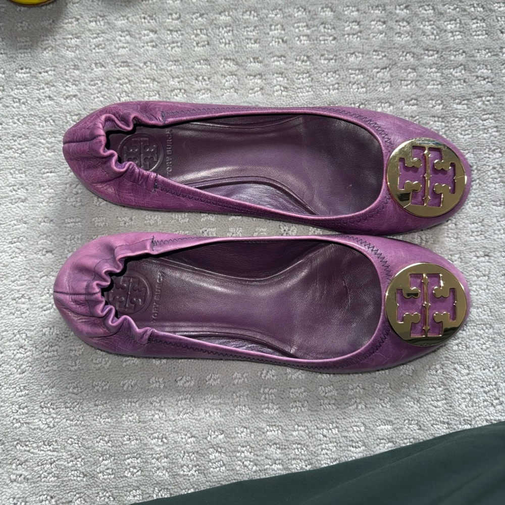 Tory Burch Miller Purple Flats & JCrew vibrant yellow flats - Picture 6 of 16